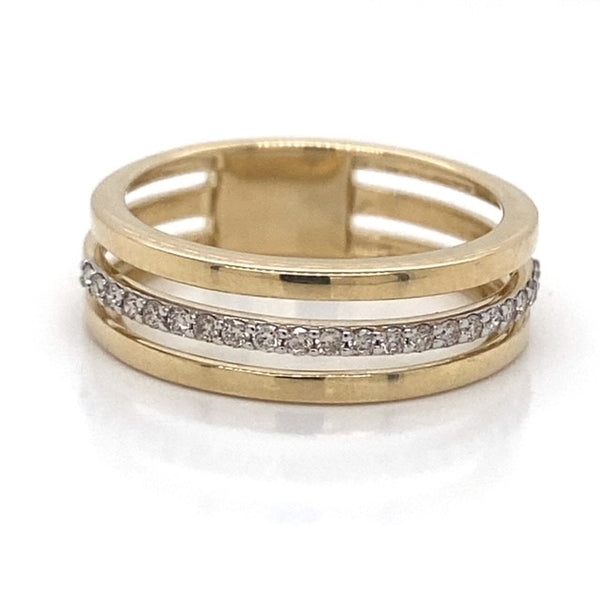 Yellow Gold and Diamond Split Ring