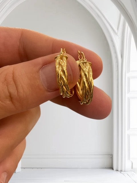 Yellow Gold Silver Filled Twist Hoop Earrings