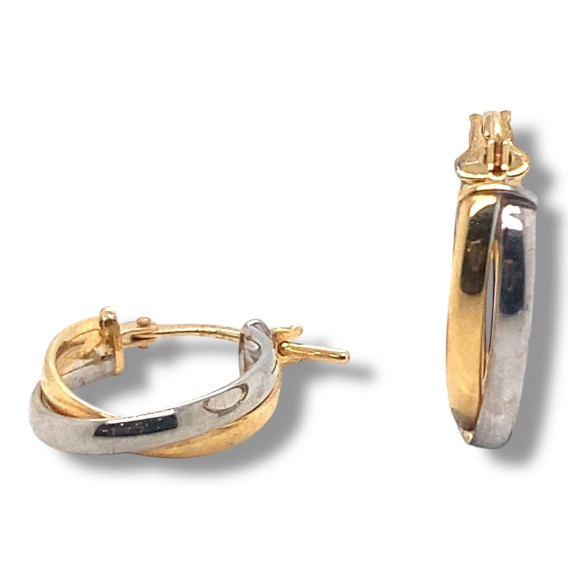 Two Tone Silver Filled Gold Twist Hoop Earrings