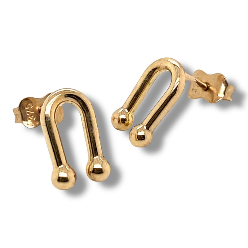 Yellow Gold "U" Shaped Stud Earrings