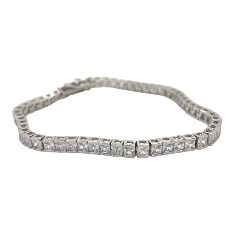 Sterling Silver and Coloured Cubic Zirconia Tennis Bracelet 17cm