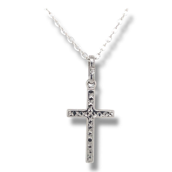 Etched White Gold Cross Pendant