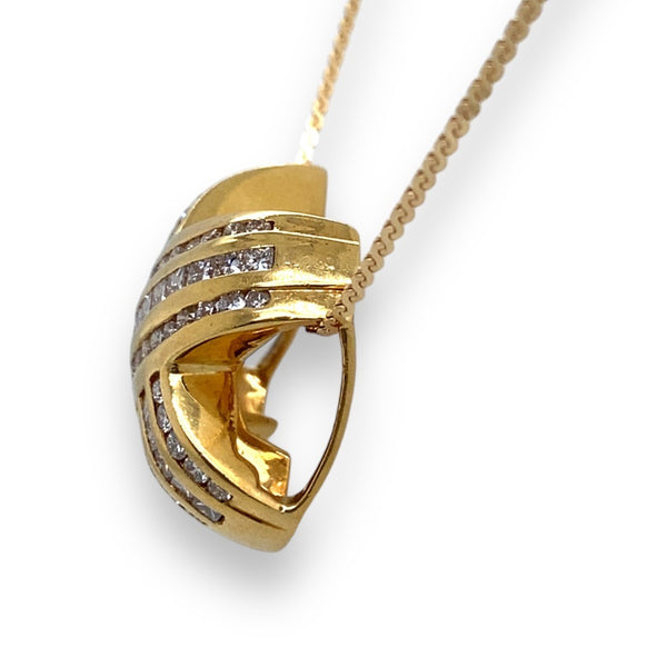 Yellow Gold 18 Carat X Slider Pendant with Round Brilliant Diamonds - Estate