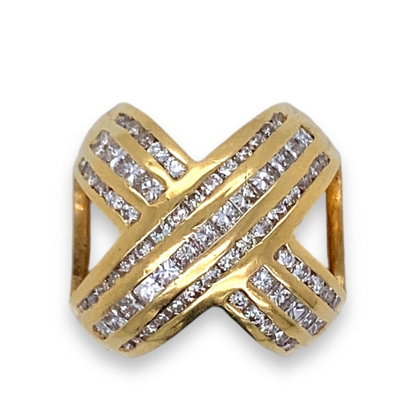 Yellow Gold 18 Carat X Slider Pendant with Round Brilliant Diamonds - Estate