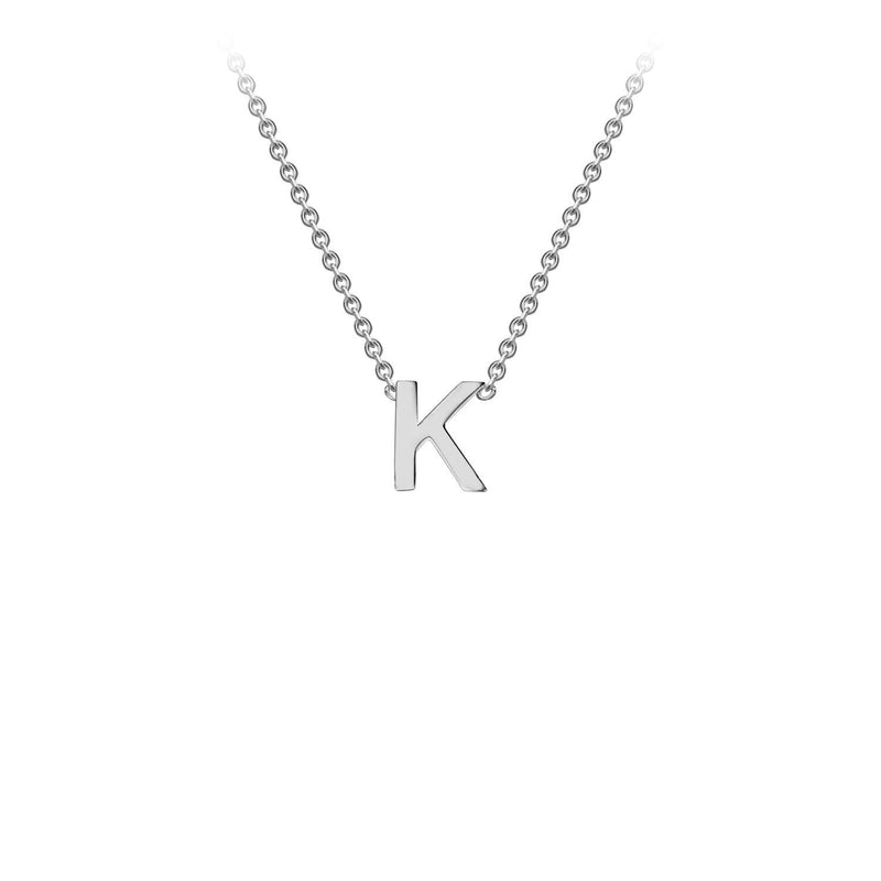 9ct White Gold 'K' Initial Adjustable Letter Necklace 38/43cm