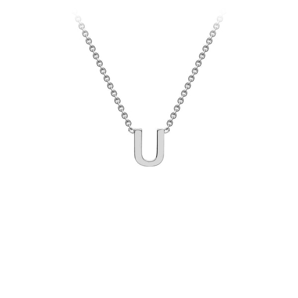 9ct White Gold 'U' Initial Adjustable Letter Necklace 38/43cm