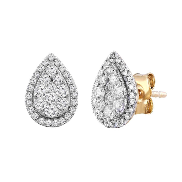 0.50ct Diamond Pear Stud Earrings In 9Ct Yellow Gold