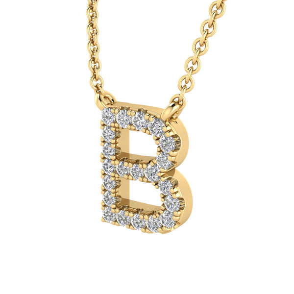 9ct Yellow Gold Diamond Initial 'B' Necklace