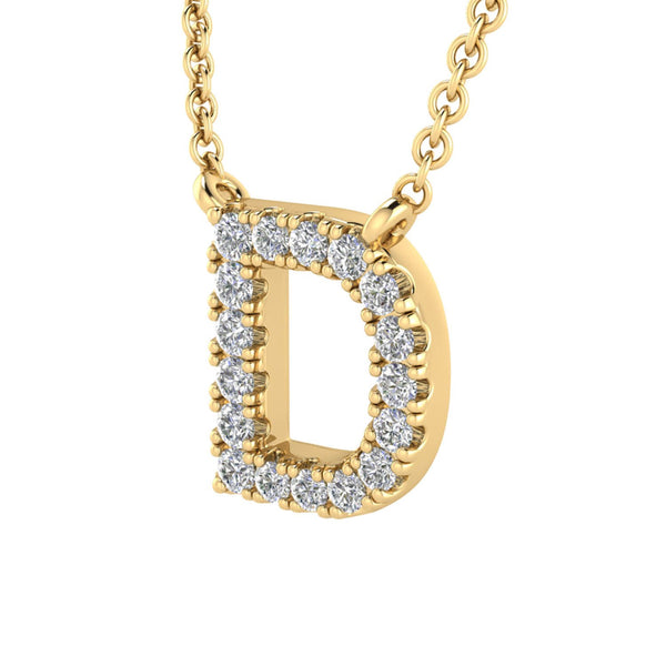 9ct Yellow Gold Diamond Initial 'D' Necklace