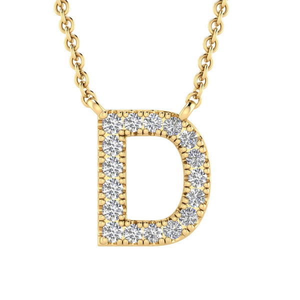 9ct Yellow Gold Diamond Initial 'D' Necklace