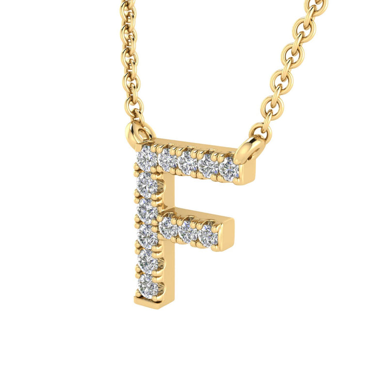 9ct Yellow Gold Diamond Initial 'F' Necklace
