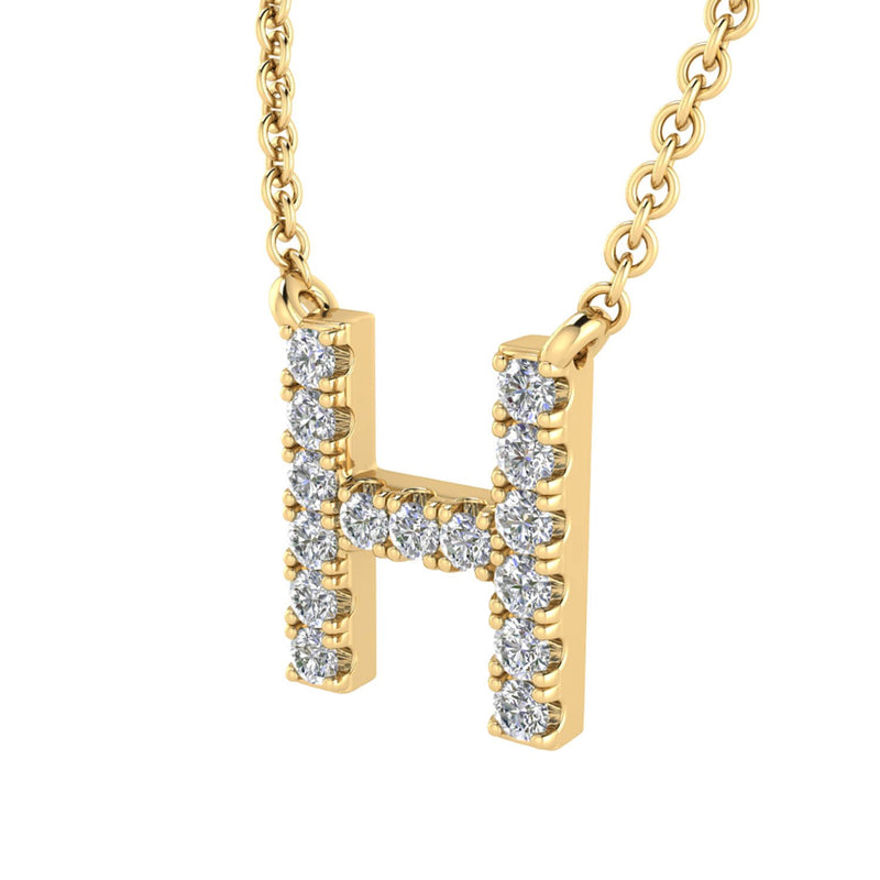 9ct Yellow Gold Diamond Initial 'H' Necklace