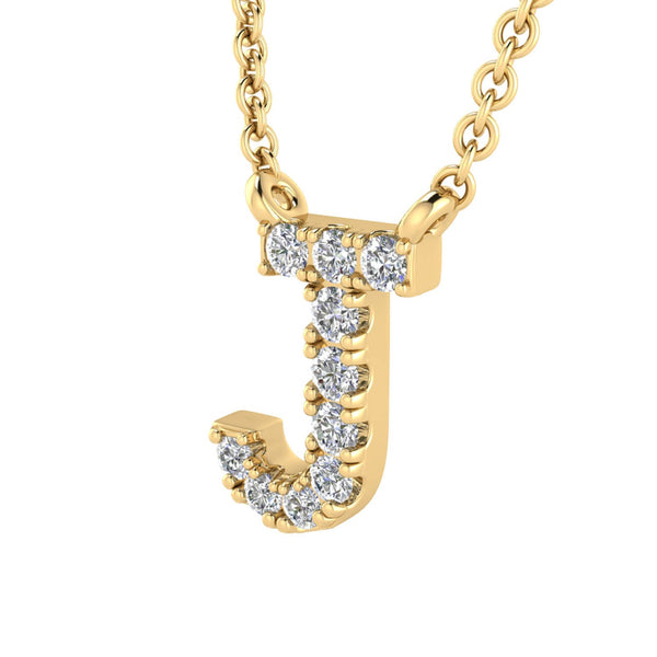 9ct Yellow Gold Diamond Initial 'J' Necklace