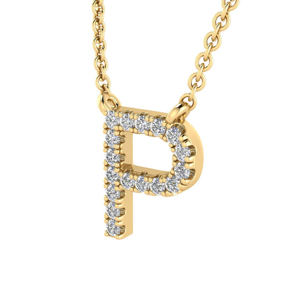 9ct Yellow Gold Diamond Initial 'P' Necklace