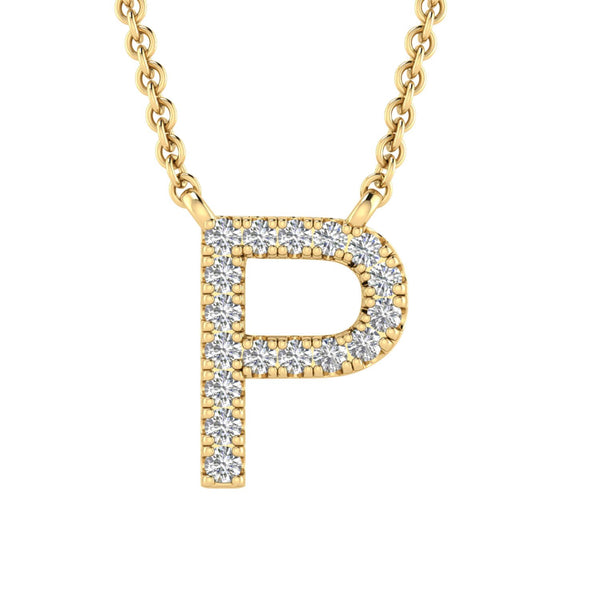 9ct Yellow Gold Diamond Initial 'P' Necklace