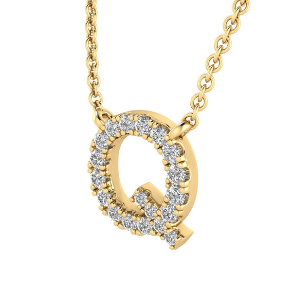 9ct Yellow Gold Diamond Initial 'Q' Necklace