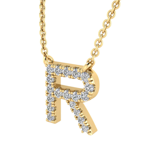 9ct Yellow Gold Diamond Initial 'R' Necklace