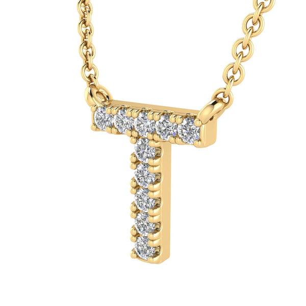 9ct Yellow Gold Diamond Initial 'T' Necklace