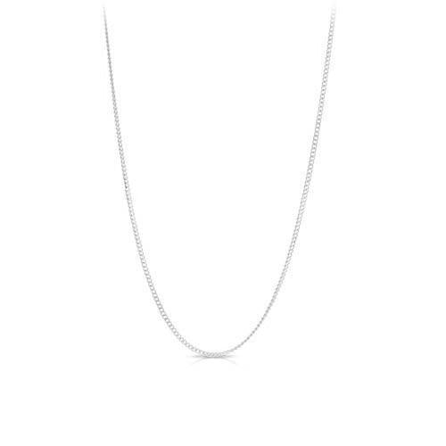 White Gold Diamond Cut Curb Chain - 45cm